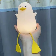 

Fun Night Light USB Rechargeable Touch Sensor Control Timing Night Lamp Duck Silicone Lamp with Phone Holder Bedroom Kids Gifts
