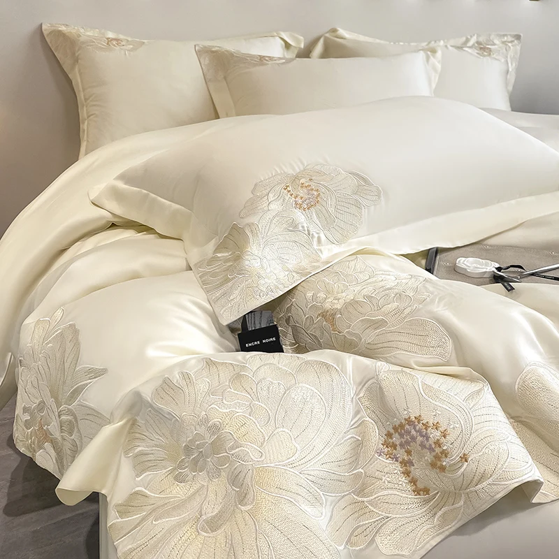 Egyptian cotton soft Duvet cover bedsheet pillowcases Bed linen Luxury Embroidery Bed set Bedding set 13 Sb3b7f99a976844a69a3fe8f3578b90c6f