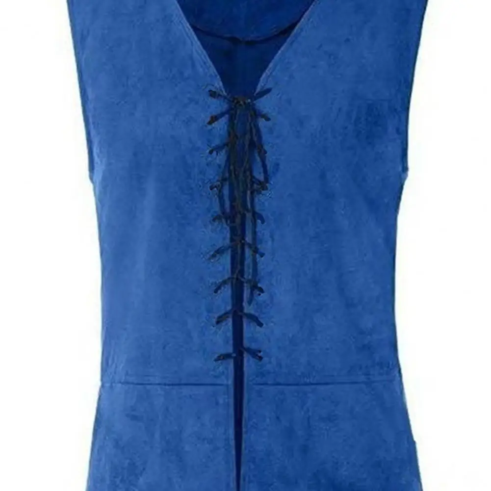 Description Picture 6 of itemV-neck Vest Pirate Vest for Men Vintage Lace Up Tank Top for Cosplay Halloween Party Role Play Solid Color V Neck Design Men
