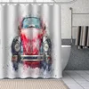 Motorcycle Custom Pattern Polyester Bath Curtain Waterproof Shower Curtains Geometric Bath Screen Printed Curtain For Bathroom 2