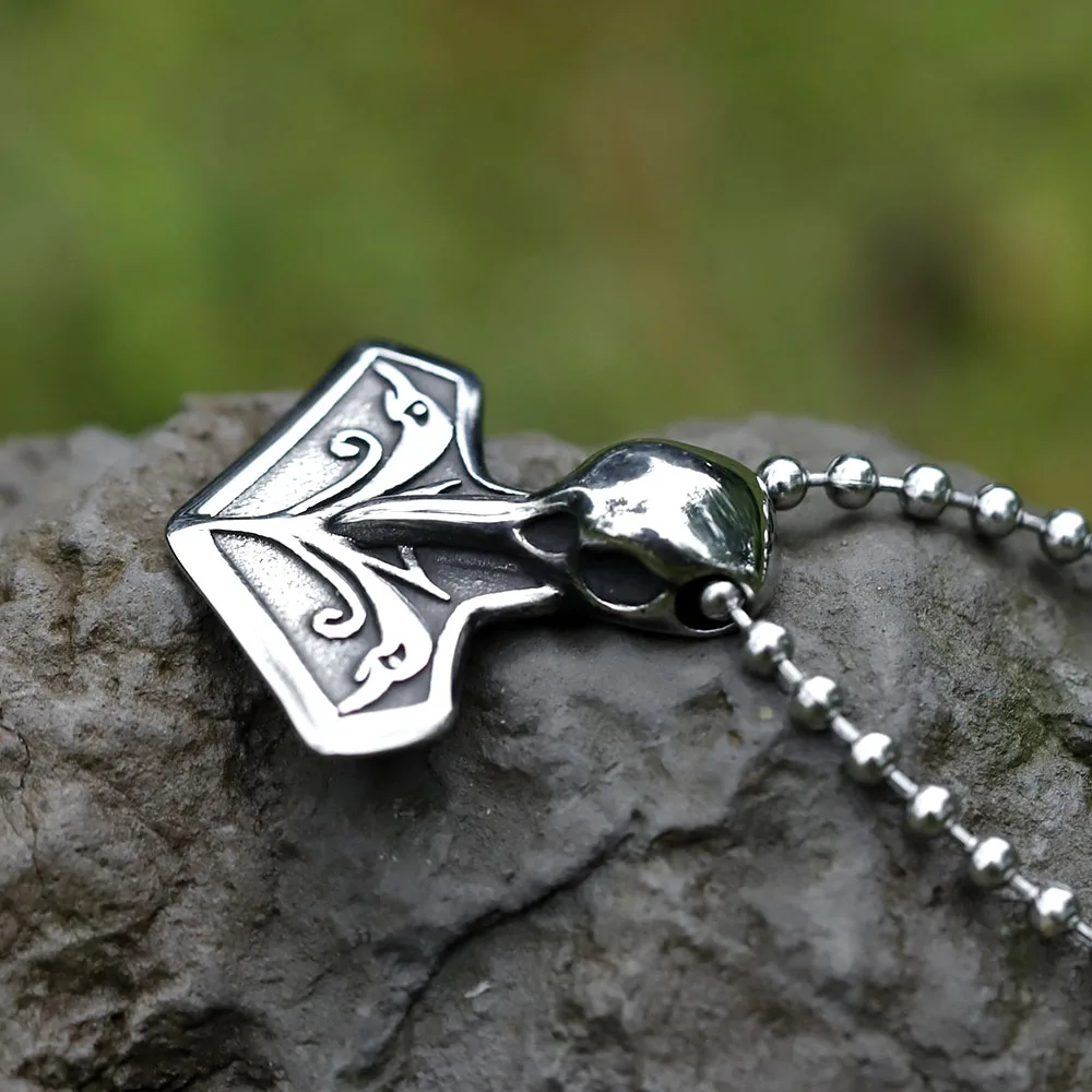 Ciondoli Con Teschio Di Corvo Collana Da Uomo In Acciaio Inossidabile Guerra Danneggiata Catena Di Scheletro Gotico Rock Punk Party Per Amico Regalo Di Gioielli Maschili - Foto 4