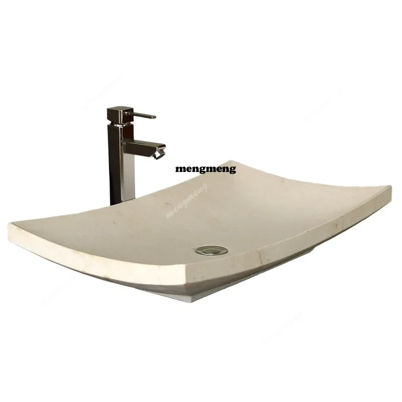 อ่างล้างหน้าหินอ่อนแบบใหม่ สไตล์วินเทจยุโรป อ่างล้างหน้าหิน สำหรับระเบียง ห้องน้ำ อ่างล้างหน้า 1