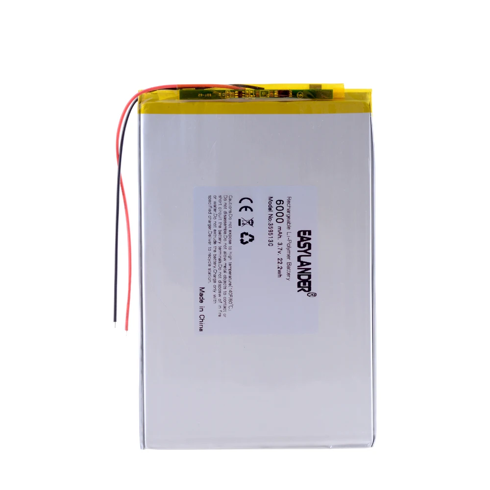 Large Capacity 3.7V 3595130 6000mah Universal Rechargeable Lithium Batteries BDF-M107 Tablet fit