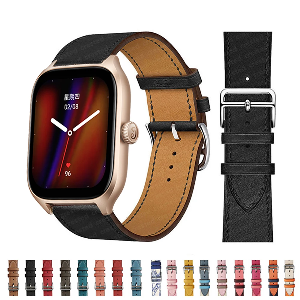 Correa de reloj de 20 mm y 22 mm para Amazfit Gts / 2/2e / 3 / gts2 Mini U  Gtr 2/3 / pro Stratos pulsera de cuero genuino Correa Amazfit Bip Correa