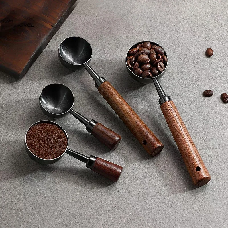 1pc Walnut Handle Measuring Spoon Coffee Powder Spoon Kitchen Home Baking Tool Measuring Cup Measuring Tools for Kitchen