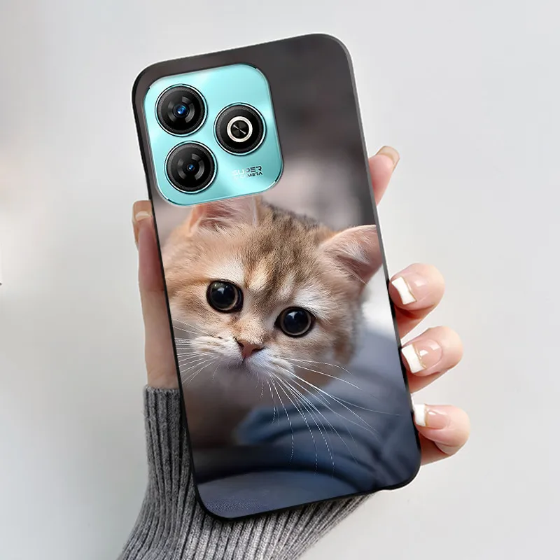 Aesthetic Cute Cat Black Shockproof Silicone Back Cover