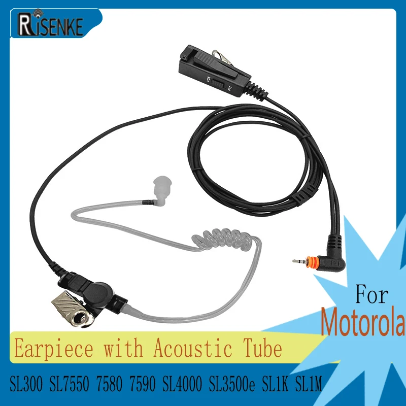 RISENKE-Earpiece Headset for Motorola,Walkie Talkie,2 Way Radio,Acoustic Tube,SL300,SL7550,7580,7590,SL4000, SL3500e, SL1K, SL1M risenke earpiece for motorola sl300 sl7550 sl7580 sl7590 sl4000 sl1m sl1k walkie talkie acoustic air tube headset ptt mic