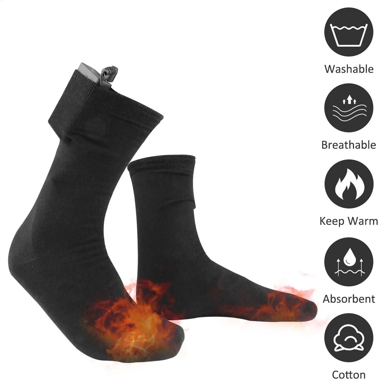 Winter Heating Socks Cold-Proof Quick Heating Long Foot Warmer Socks Breathable USB Heated Socks for Hiking Traveling Walking