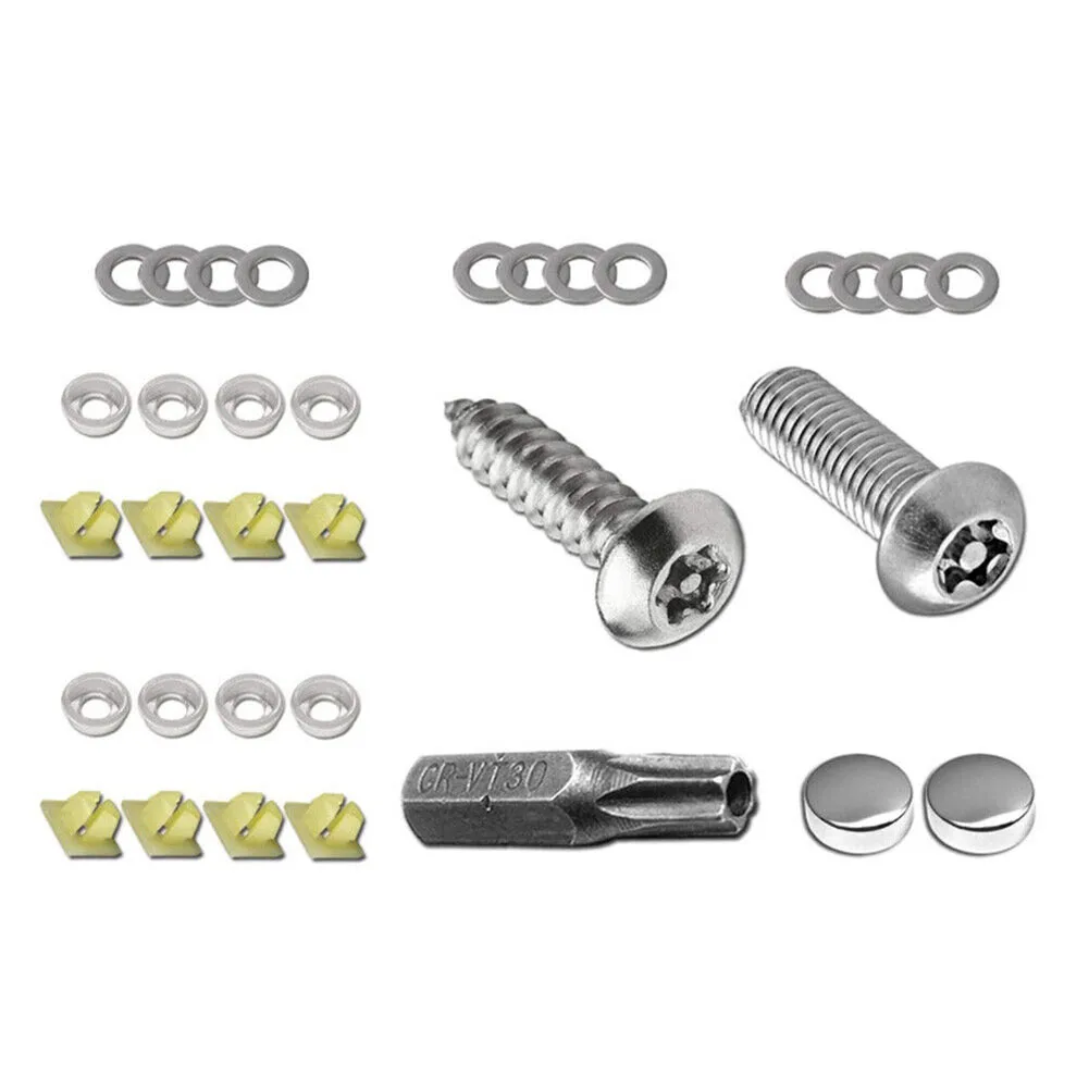 Car Anti Theft License Plate Screws License Plate Security Screws For Fastening Frame Cover Bolts Exterior Accessories 1 Set