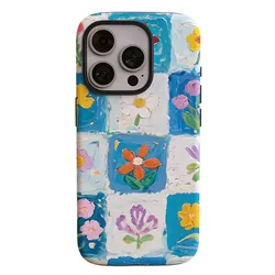 Elegant Floral Matte Grid Shockproof Phone Case with 2 - in - 1 Design - OnePlus Ace 2 (Hua004)