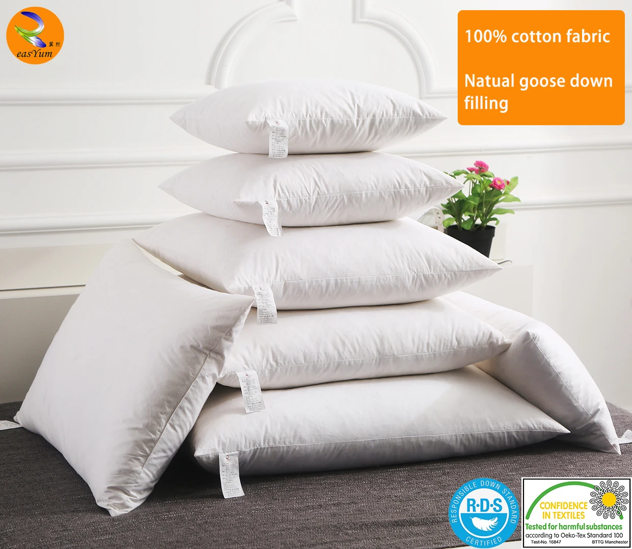 Easyum 100 Cotton 45x45 50x50 Goose Down Feather Cool Office Chair