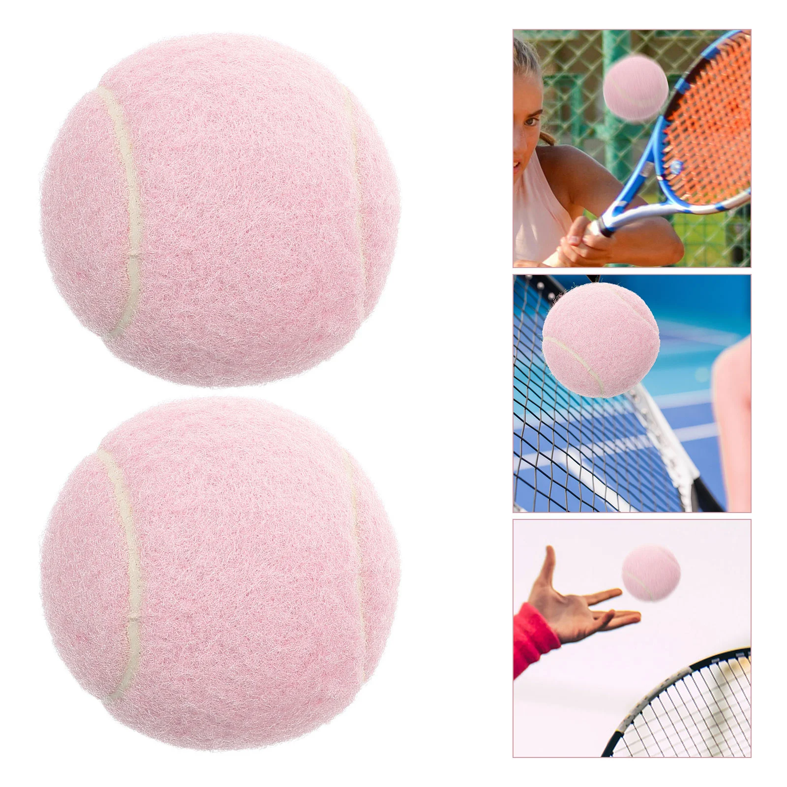 2pcs Pink Tennis Balls Toy Lightweight Training Girls Practice Rubber Racquet Sports Balls Beginner Tennis Set Playful Girl