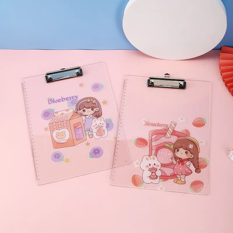 

Ins Sweet Girl A4 Acrylic Sheet Clamp Transparent Folder Plate Metal Student Writing Pad Plate Stock Wholesale