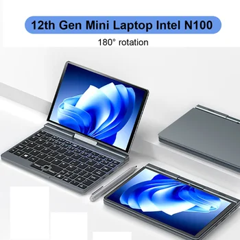 P8 12th Gen Mini Laptop Intel N150 Core 8 Inch LPDDR5 12GB 1TB 4800MHz Windows 11 Pro AX WiFi 6 BT5.2 RJ45 LAN Flip 180 Laptop
