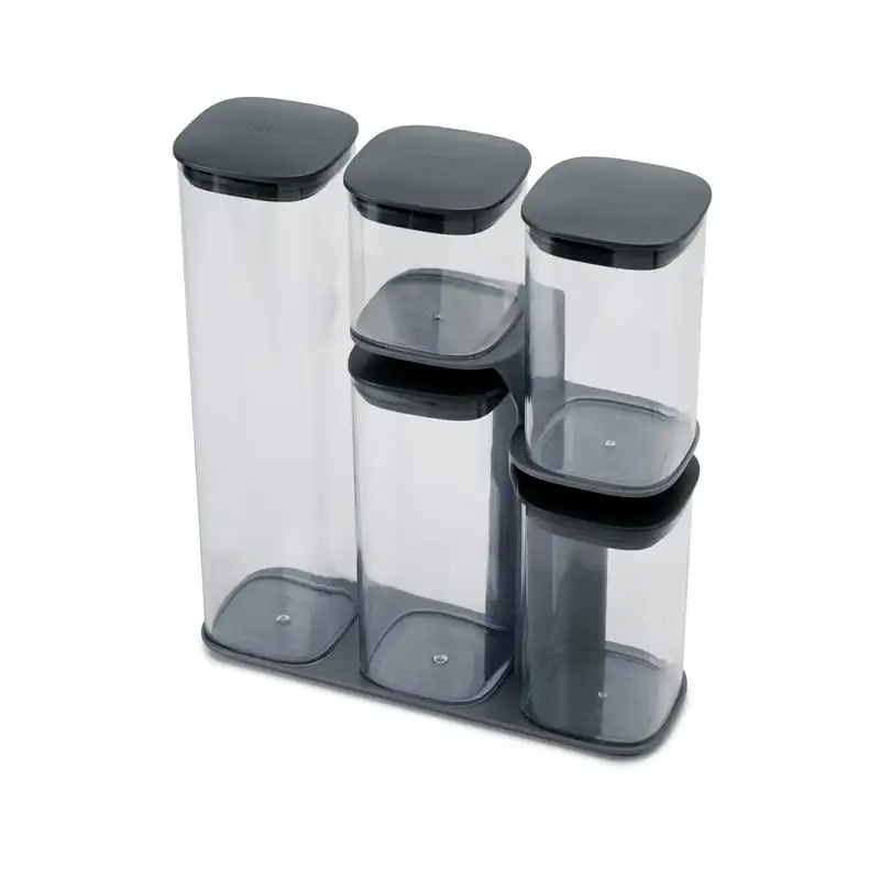 

Podium Dry Food Storage Container Set with Stand, 5-piece, Gray