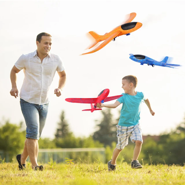 Airplane Launcher Toy, Foam Throwing Glider Plane with Catapult Gun, Outdoor Garden Interactive Shooting Game Birthday Present 6
