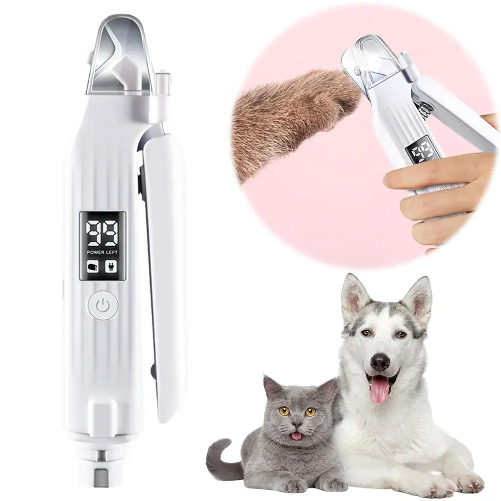 Electric Pet Nail Grinder Clipper with LED Lights for Dogs Cats