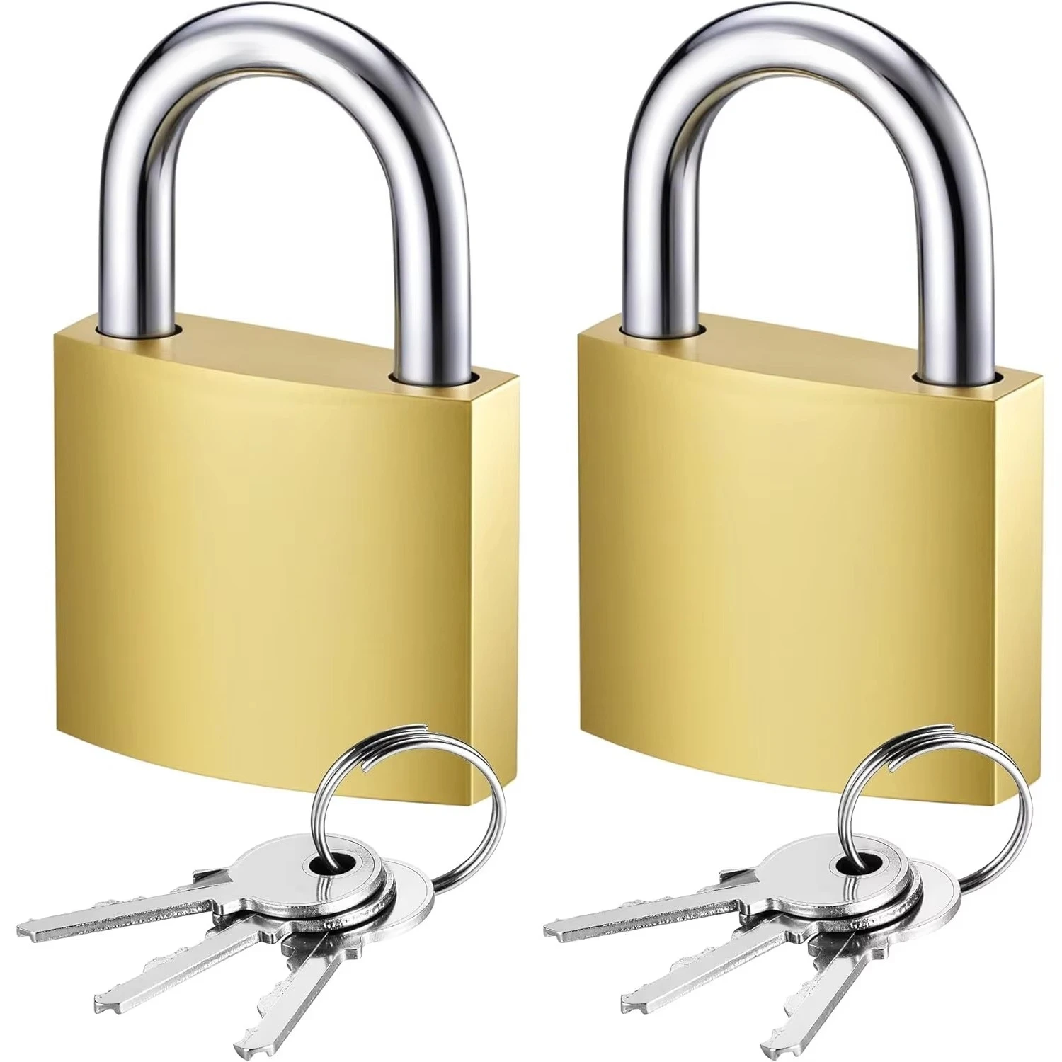 Golden Heavy-Duty Keyed Padlocks with Keys - 32mm Large Locks, Secure Locker Locks for Backpacks, Luggage, School Gym Lockers