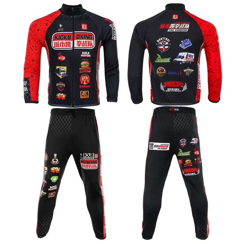 

MMA sport suits mens 2 piece matching Running sets outfit clothes for men Women Muay Thai clothing tracksuit sweatshirts Pants