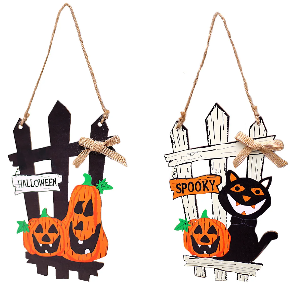 Happy Halloween Black Cat Fence Doorplate Hanging Pendant Ghost Festival Decorazioni Per Feste Di Zucca Dolcetto O Scherzetto Forniture Per Feste