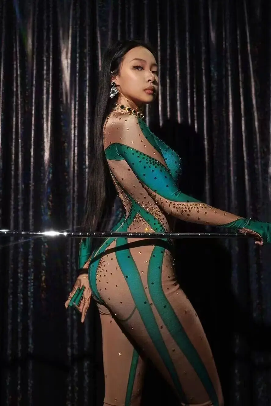 Sexy Nightclub Romper Rhinestones Jumpsuit Club Dancer Performance Costume Show Stage Wear