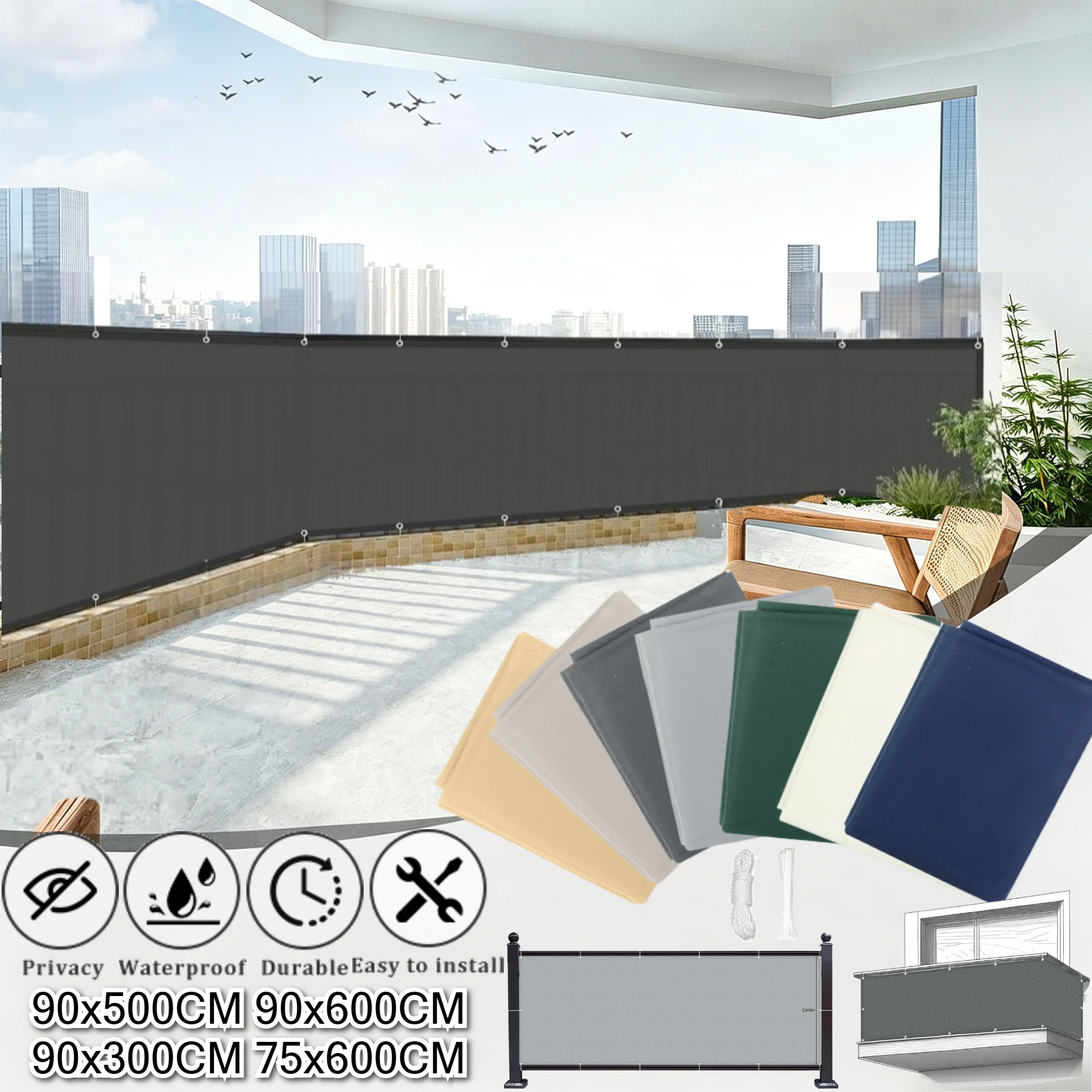 Waterproof Balcony Privacy Screen with UV Protection