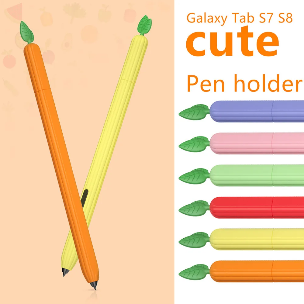 

Pencil Case For Samsung S7 S8 Tablet Accesorios Cute Leaf Silicone S Pen Cover For Samsung Tab S7 S8 Full Protection Pen Holder