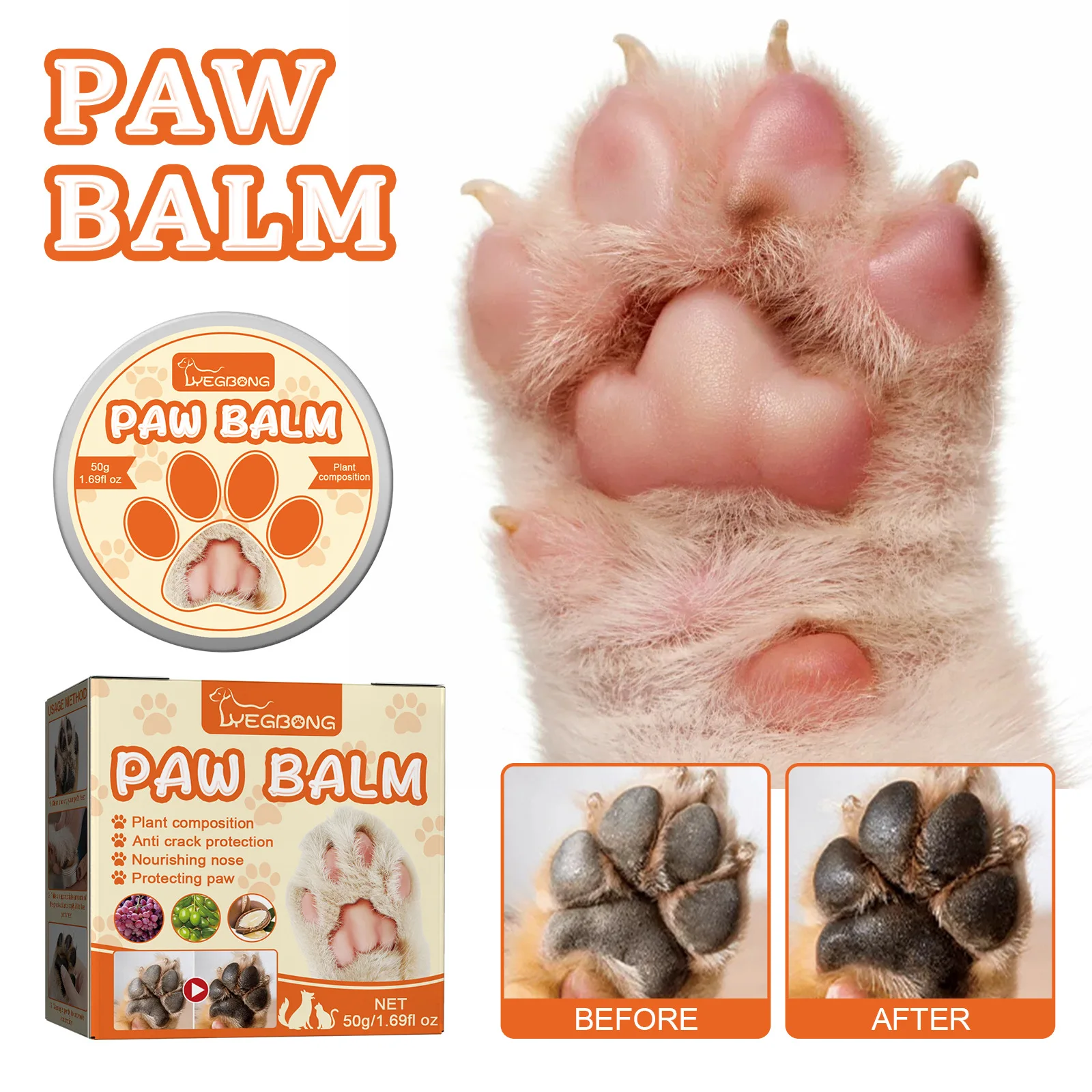 Pet moisturizing claw cream dog cat foot pads prevent cracking and moisturize feet and soles. pet paw cream