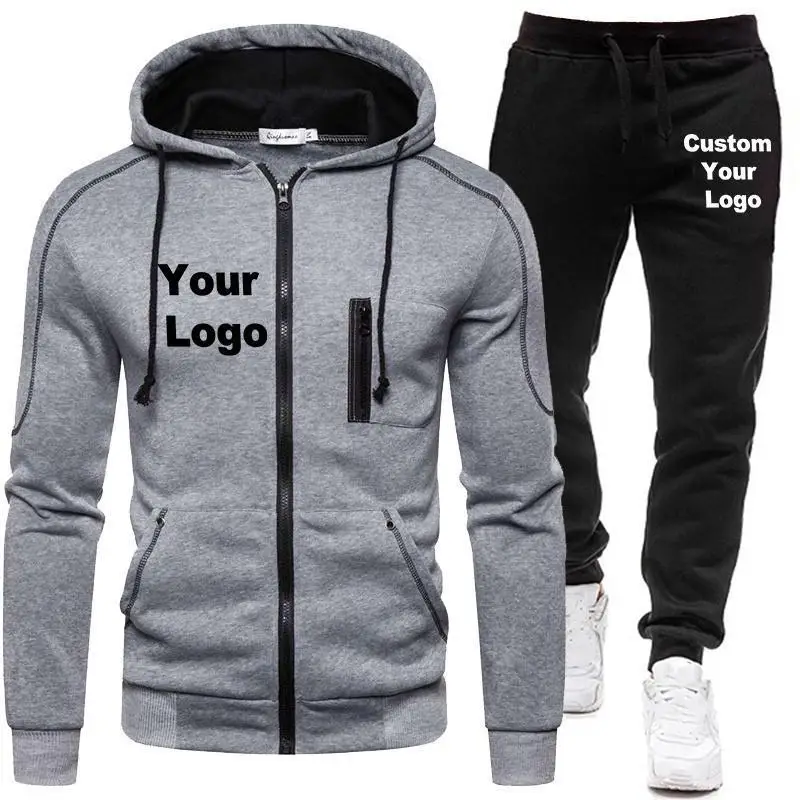 2024 New Zipper Hoodie + Pants Two-Piece Men's Spring and Autumn Outdoor Fitness Jogging Fashion Leisure High-Quality Suit new mmens autumn and winter bmw printing suit zipper hoodie pants two piece casual sportswear