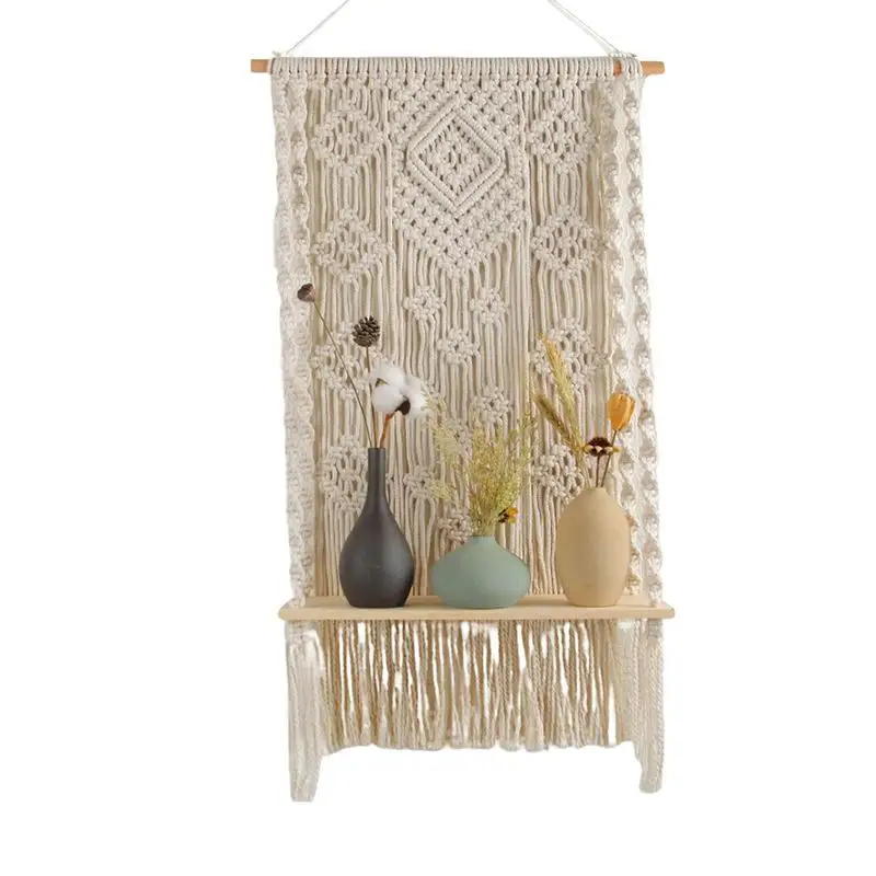 

Macrame Plant Shelf Small Planter Hangers Handmade Boho Style Wall Decor With Beautiful Macrame Rope And Shelf