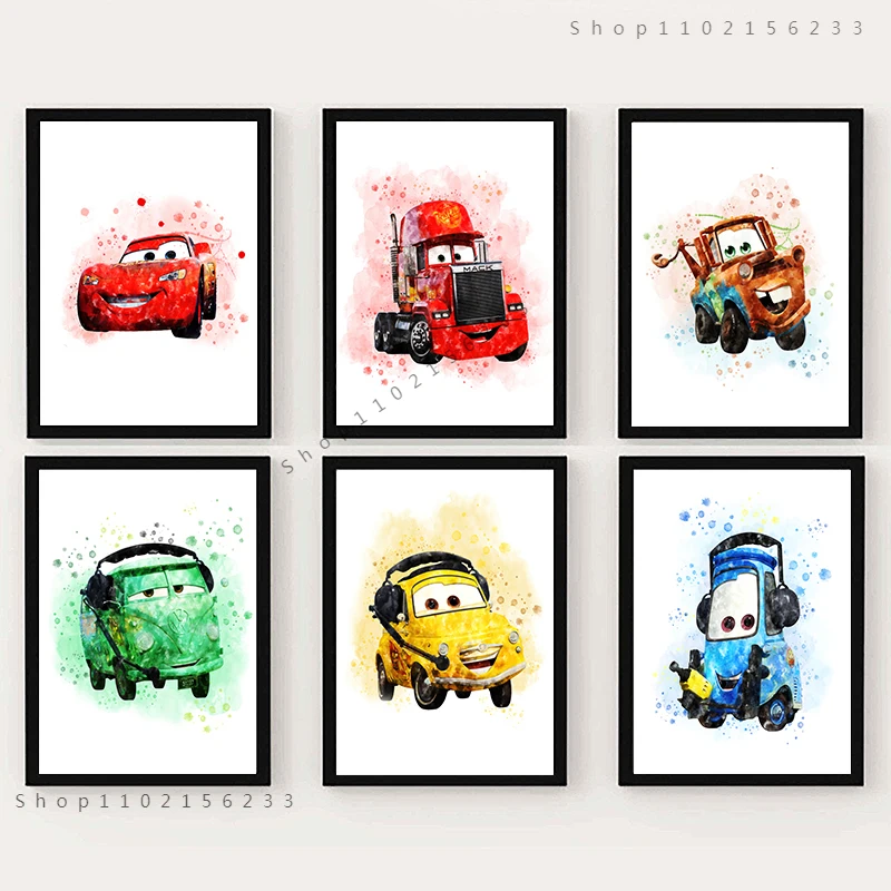 

Картина на холсте «машинки Диснея», Постер и принты, мультяшные рисунки на стену, декор для детской комнаты, спальни, украшение для дома