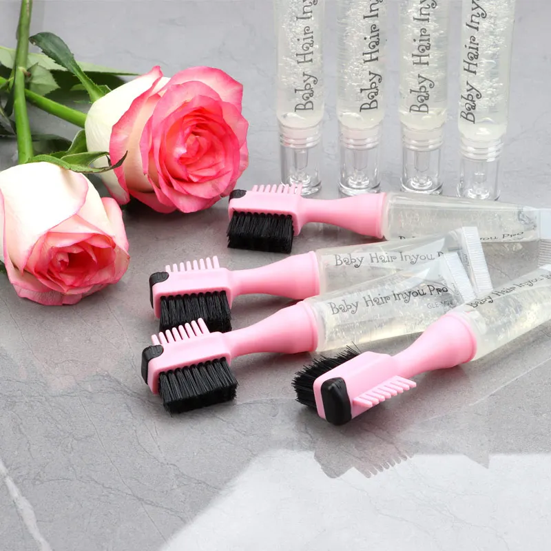 Baby Hair Edges Pro Brush Gel Squeeze Tube 10Ml Refill Gel Replacement Tube 20Ml, Professional Edge Control Brush And Gel 3 In 1
