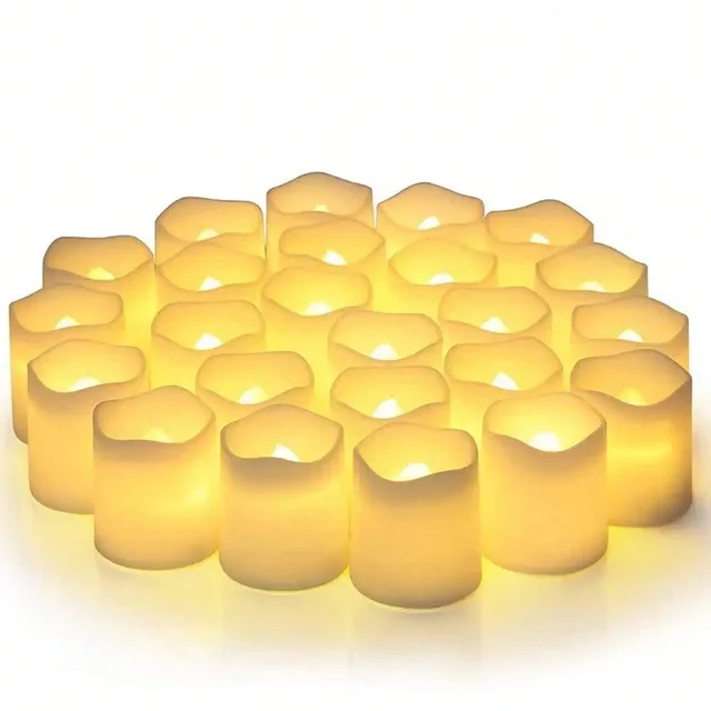 Bougies chauffe-plat LED sans flamme à piles, décoration romantique, utilisation pour fête de mariage, coquillages rouges, 24 pièces 3