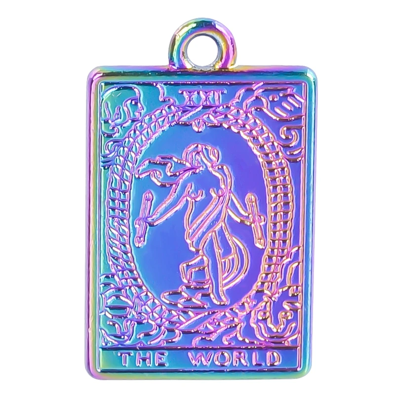 

10pcs/Lot Personality Tarot Astrology Stars Moon Sun World Lover The Wheel Of Fate Charms Rainbow Pendant For Making Jewelry