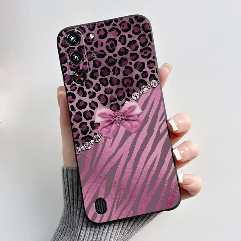 Soft Silicone Black Shell with Cute Flower Design - Protective Case