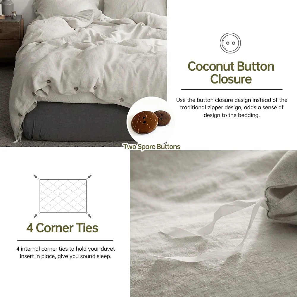Natural Linen Flax Bedding Set 6
