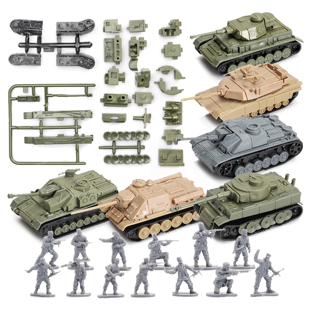ViiKONDO tanque de juguete de la Segunda Guerra Mundial, 6 piezas, tanque  alemán/estadounidense/soviético, modelo de montaje DIY con 30 hombres del  ejército, colección militar, regalo| | - AliExpress