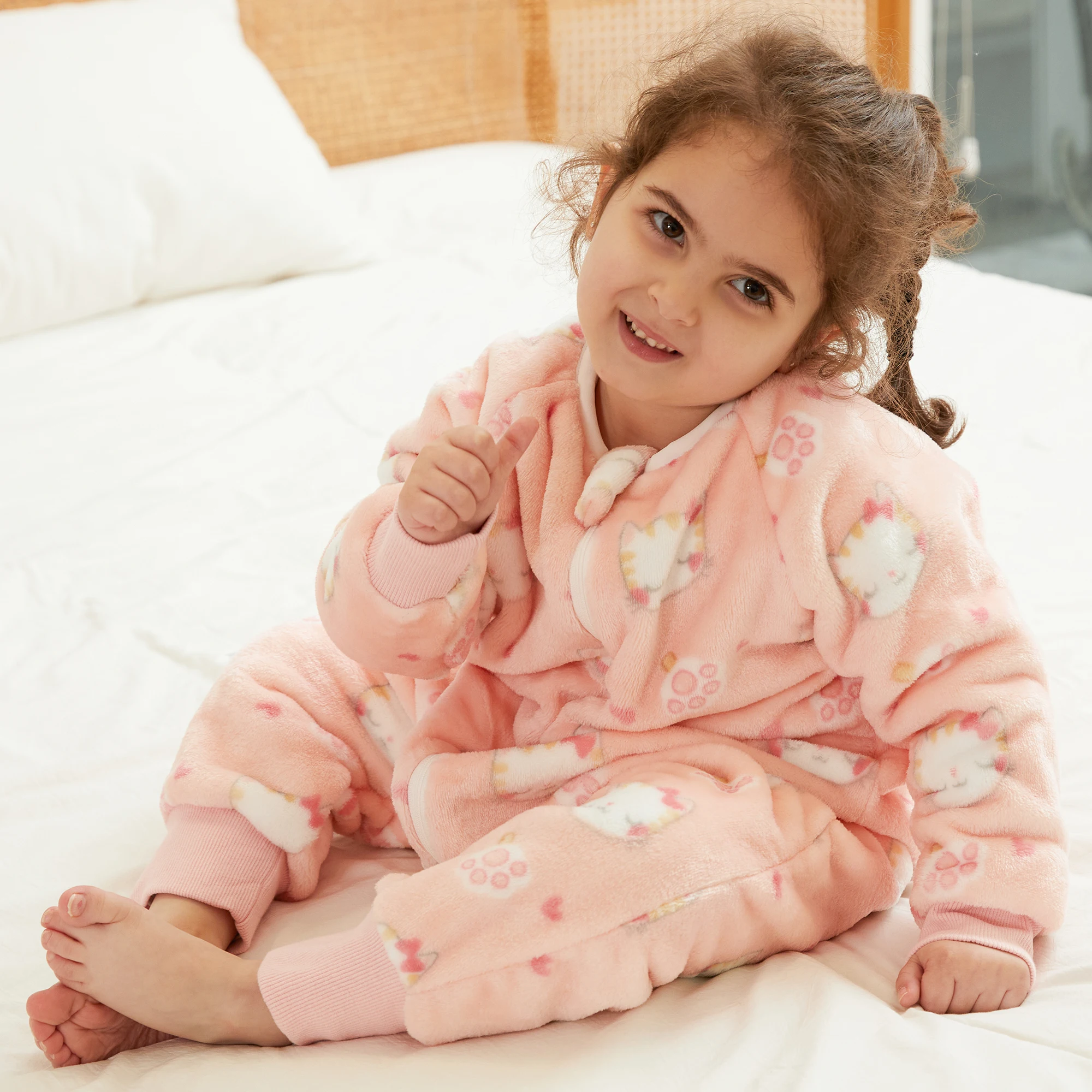 Cartoon Kids Sleeping Bags for Boys Girls 1 to 2 3 4 5 6 Years Winter Children Pyjamas Pink Cat Green Dinosaurio Toddler Onesies