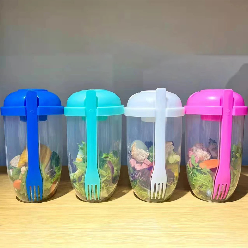 Portable Salad Cup Kids Breakfast Salad Bowl with Fork School Lunch Box  Food Storage Bento Box Yogurt Oatmeal Cereal Milk Cup - AliExpress