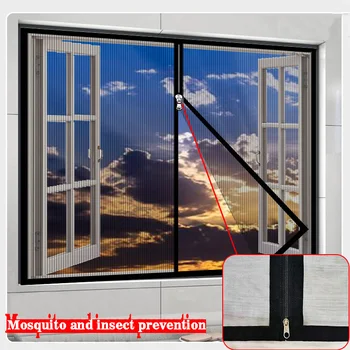 Black mosquito proof zipper screen window, self installing non perforated mesh, invisible mosquito proof，Invisible mosquito net 1
