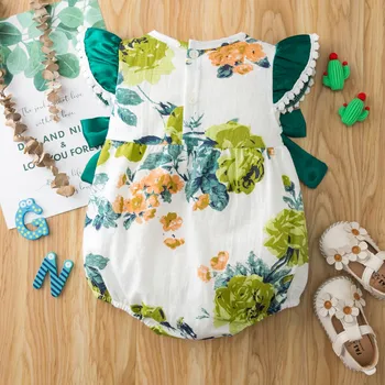 6 9 12 18 Months Newborn Baby Girls Romper Summer Clothes Sleeveless Floral Bow Bodysuit Infant Outfits Fashion Girl Clothing 2
