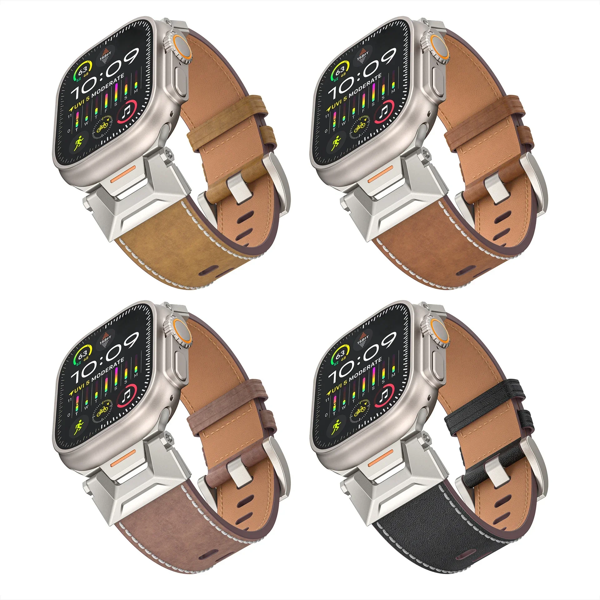 Pulseira de couro genuíno para Apple Watch, Ultra 2, 49mm, 45mm, 42mm, 44mm, pulseira para iWatch Series 9, SE, 8, 7, 3, 4, 5, correia Correa