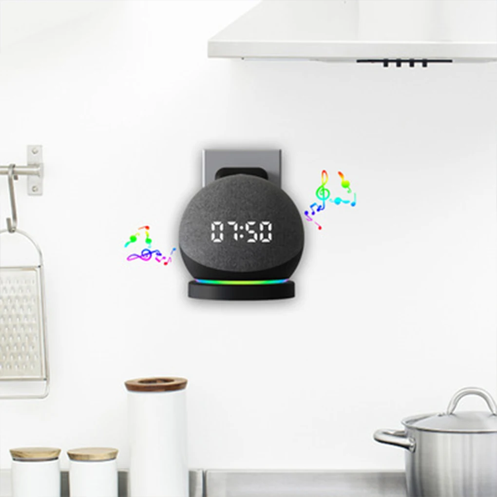 Description Picture 3 of itemSpeaker Wall Mount Bracket Holder For Echo Dot 4th Gen Smart Speaker Safe And Sound Cable Black