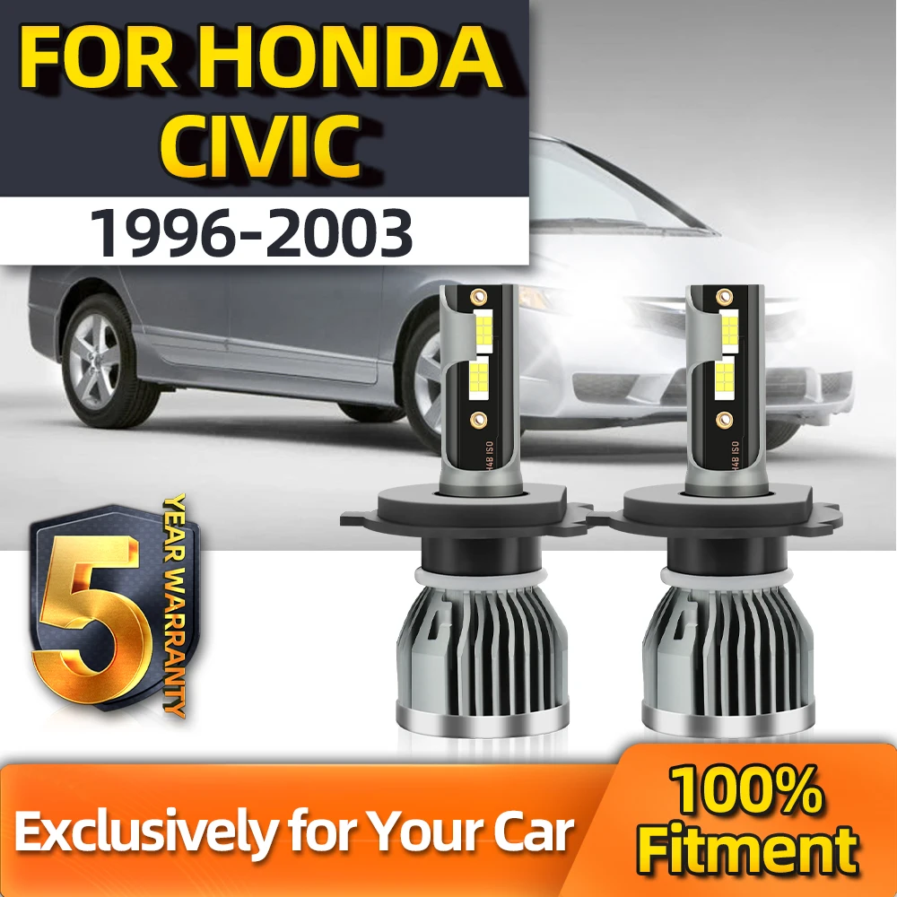 

TEENRAM For Honda Civic Auto Led Headlight Car 12V Bulb All-in-one Headlamps H4 1996 1997 1998 1999 2000 2001 2002 2003