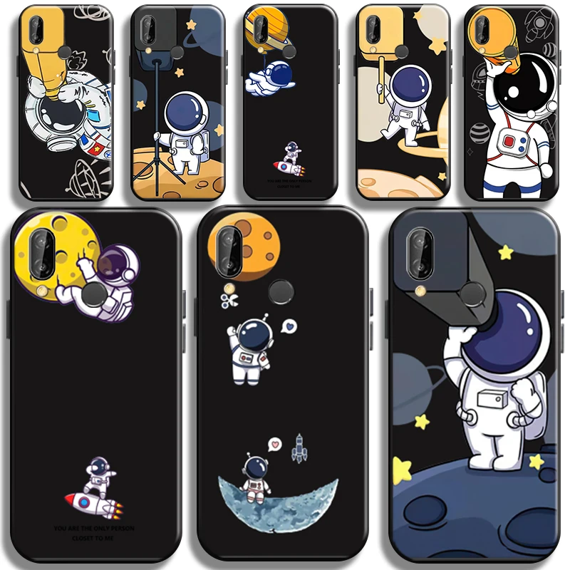 Cartooon Astronaut Telescope Case Huawei Pro P20 Lite Soft Cover Liquid Silicon Shell Carcasa Cases Funda Coque| | - AliExpress