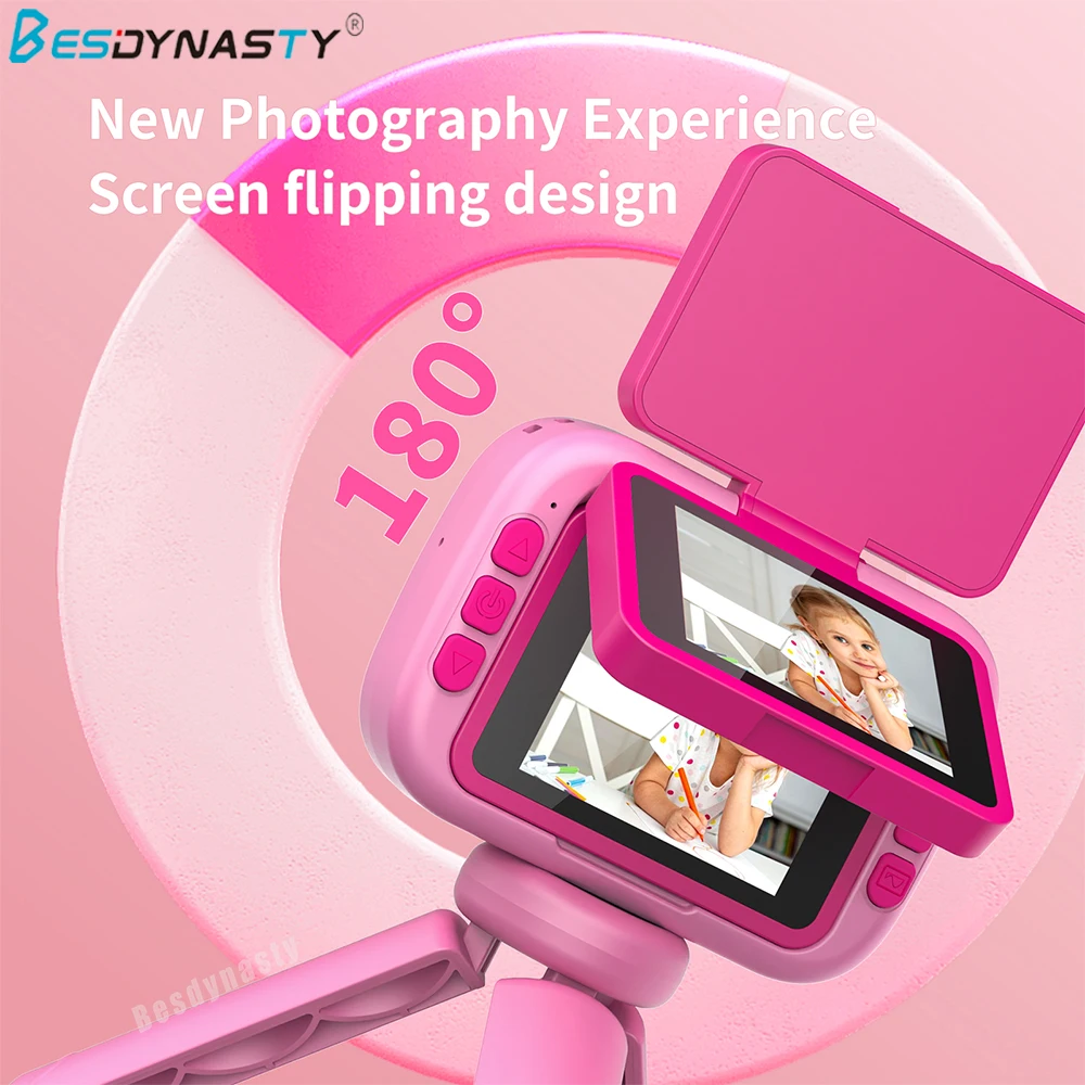 D1 New Kids Camera Portable Tripod Micro Dual Camera 4800 HD Pixels Selfie Carmera Birthday Gift For Children