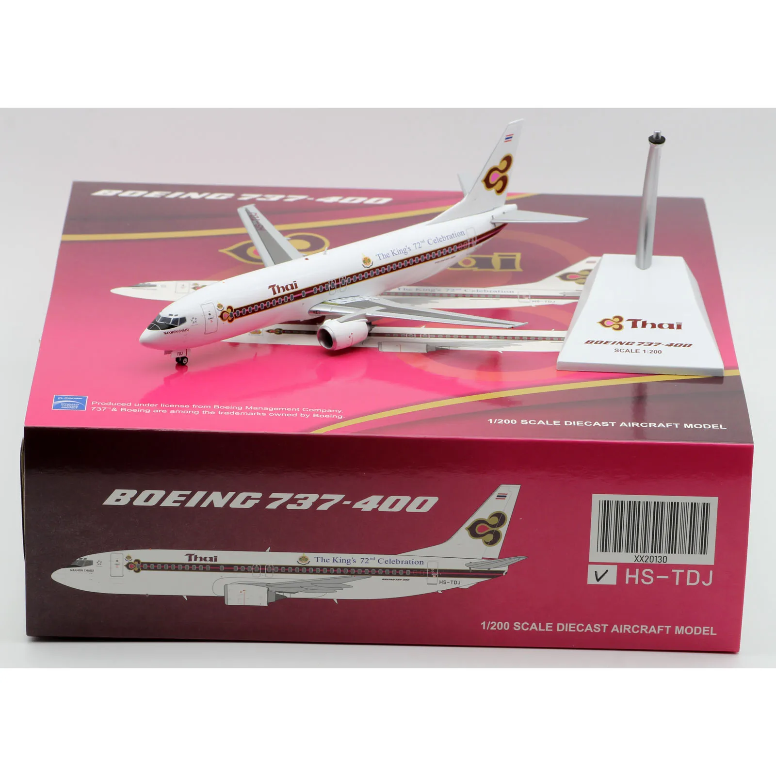 

XX20130 Alloy Collectible Plane Gift JC Wings 1:200 Thai Airways "72th" Boeing B737-400 OC Diecast Aircraft Jet Model HS-TDJ