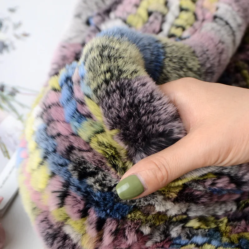Neue frauen Winter Warme Pelz Schal Lange Schleife Verdickt Echt Rex Kaninchen Pelz Schal Doppelseitige Hals Wärmer Europäischen zubehör – Detail 3