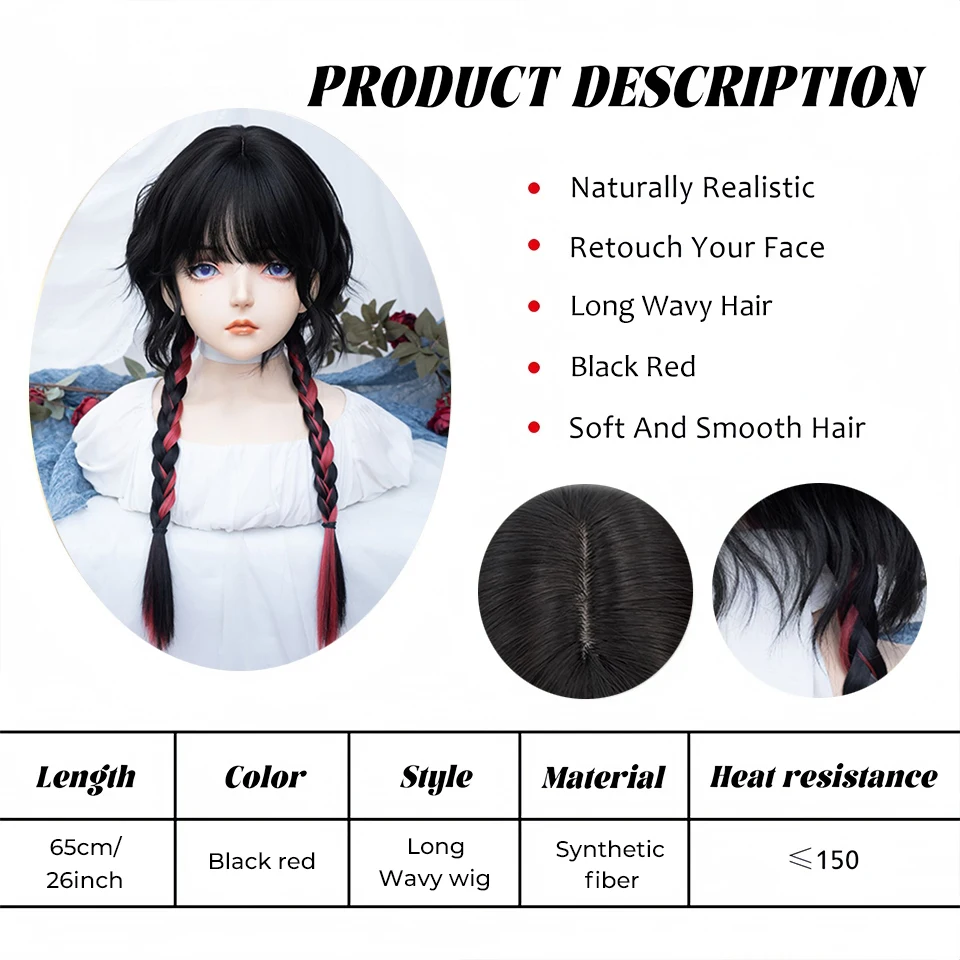 Synthetic Long Curly Wave Pink Purple Wig for Women