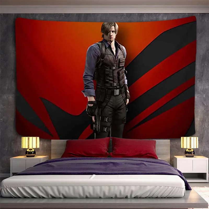 

Leon Kennedy Bedroom Decoration Home Decor Custom Tapestry Aesthetic Headboards Wall Art Tapestries Kawaii Room Hanging Textile